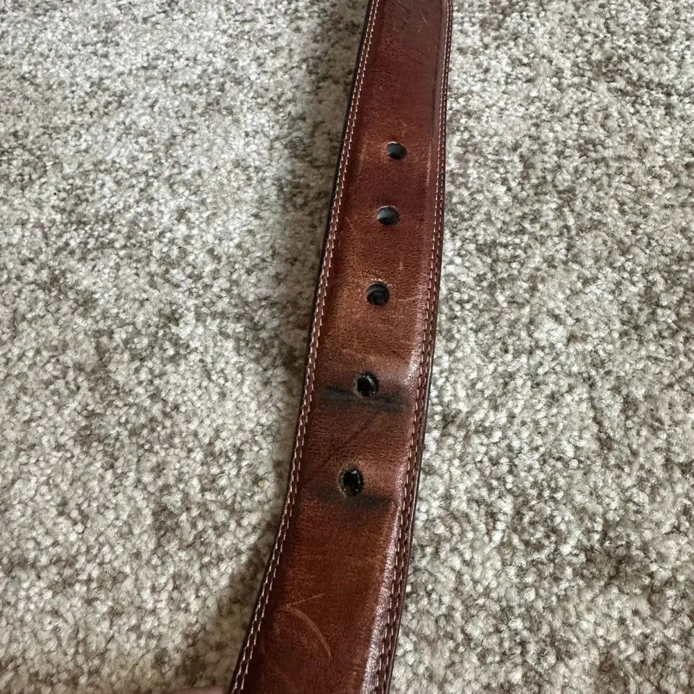 Fossil Brown Leather Belt 42 Cognac